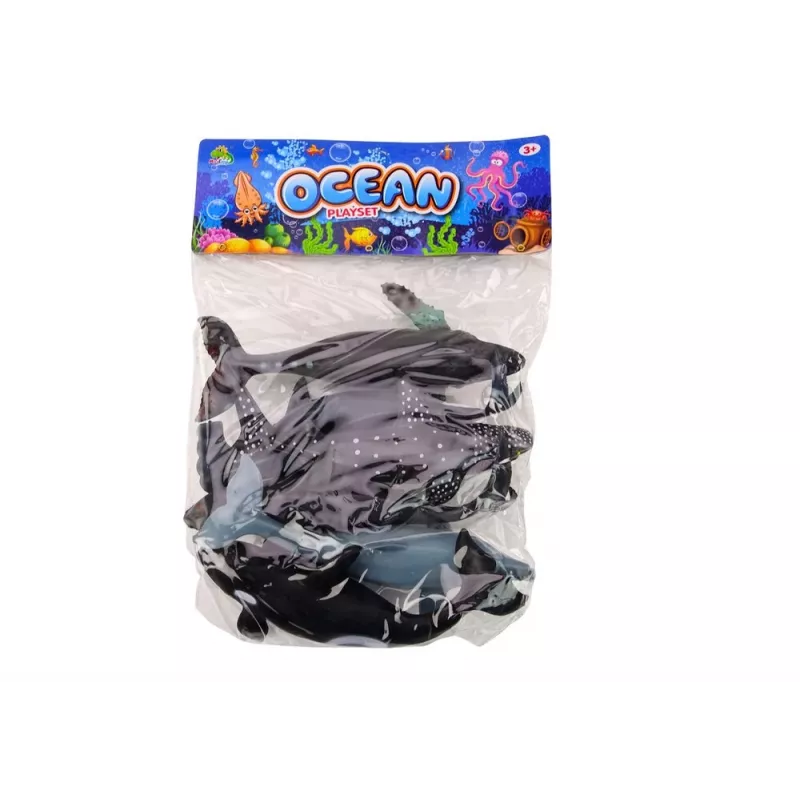LEAN TOYS 17521 Jūros gyvūnų figūrėlių rinkinys – orka, ryklys, banginis, delfinas, vėžlys ir manta – įvairiaspalvis
