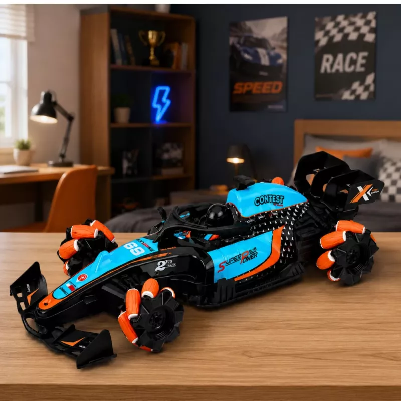 LEAN TOYS nuotoliniu būdu valdomas RC automobilis, 360° sukimasis, 4WD, šviesos, dūmai, 1:10