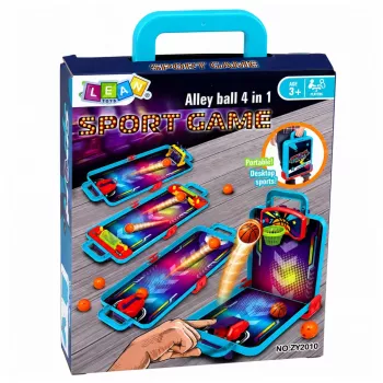 LEAN TOYS 3-in-1 Mini Arcade Žaidimas – Nešiojamas Stalo Krepšinis, Pinbolas ir Boulingas (įvairiaspalvis)