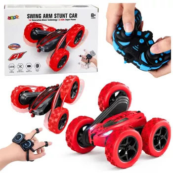 LEAN TOYS 360° gestų valdomas RC triukų automobilis raudonas