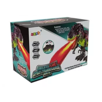 LEAN TOYS 7740 Interaktyvus T-Rex dinozauras su kiaušinių dėjimu, garais, garsu ir šviesos efektais – žalia