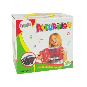 LEAN TOYS Accordion Instrument for Young Musician Green – 12-Button Acoustic Toy Accordion with Adjustable Shoulder Strap, Ages 3+