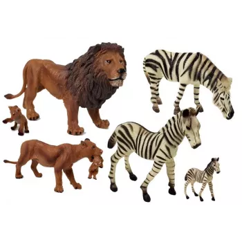 LEAN TOYS Africa Wild Animals Lion Zebra Family Figurine Set