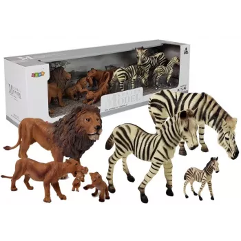LEAN TOYS Africa Wild Animals Lion Zebra Family Figurine Set
