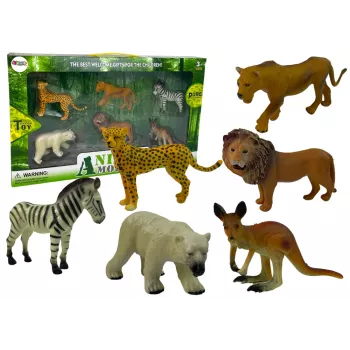 LEAN TOYS Africa Wildlife Figurine Set Kangaroo Zebra