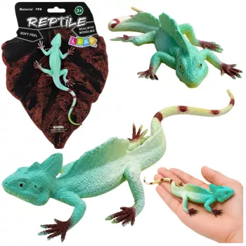 LEAN TOYS Agama Lizard Sailboat Rubber Figure Stretchable Realistic 16 cm