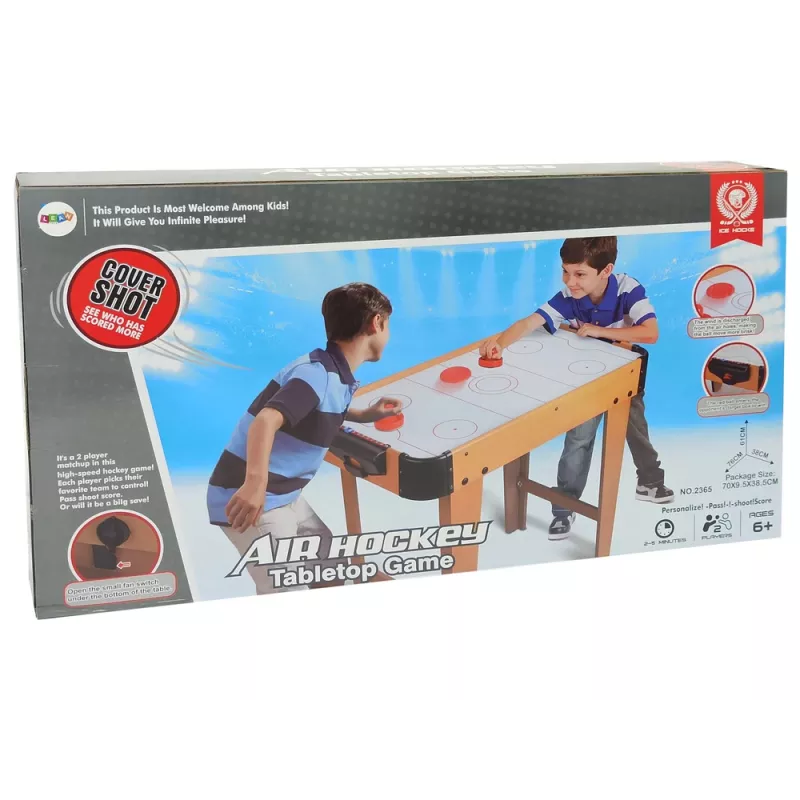 LEAN TOYS oro ritulio ir stalo futbolo žaidimų stalas 2-in-1 su elektriniu pūtiku, MDF, juodas