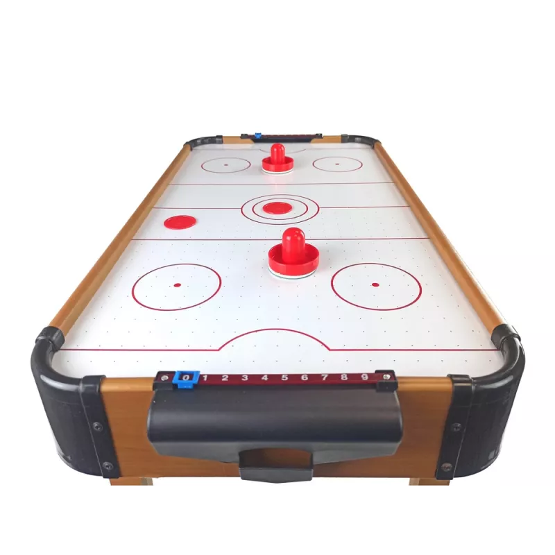 LEAN TOYS oro ritulio ir stalo futbolo žaidimų stalas 2-in-1 su elektriniu pūtiku, MDF, juodas