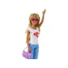 LEAN TOYS Anlily vaikiška lėlė su ilgais blondinais plaukais, rankine, akiniais, balta palaidine