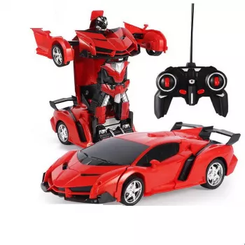 LEAN TOYS Automatinis Robotas Transformatorius + Pultelis Deformuojamas Automobilis 2in1 Daugiafunkcis Spalva Raudona