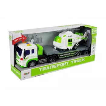 LEAN TOYS Auto Transporter ant baterijų 1:16 su sraigtasparniu