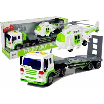 LEAN TOYS Auto Transporter ant baterijų 1:16 su sraigtasparniu
