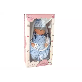 LEAN TOYS Baby Doll 46 cm Blue Dummy Star Blanket