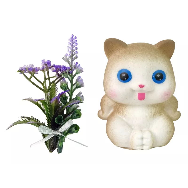 LEAN TOYS Baby Doll Emily Pigtails Cat Flowers
