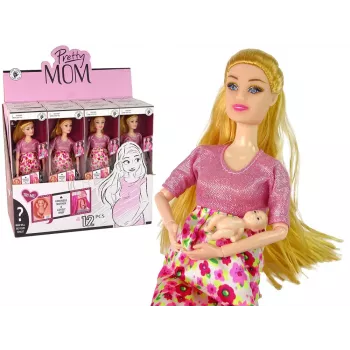 LEAN TOYS Baby Doll Pregnant Pink Dress Flowers