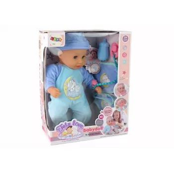 LEAN TOYS Baby Doll Sound Dummy Bib Blue Cat Pyjamas