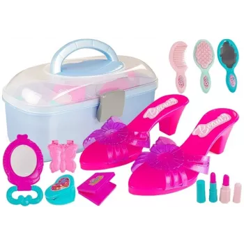 LEAN TOYS Grožio rinkinys dėkle su aukštakulniais ir karoliais