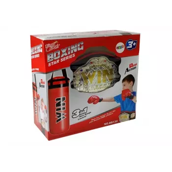 LEAN TOYS Boksavimo rinkinys su bokso maišu, pirštinėmis ir diržu