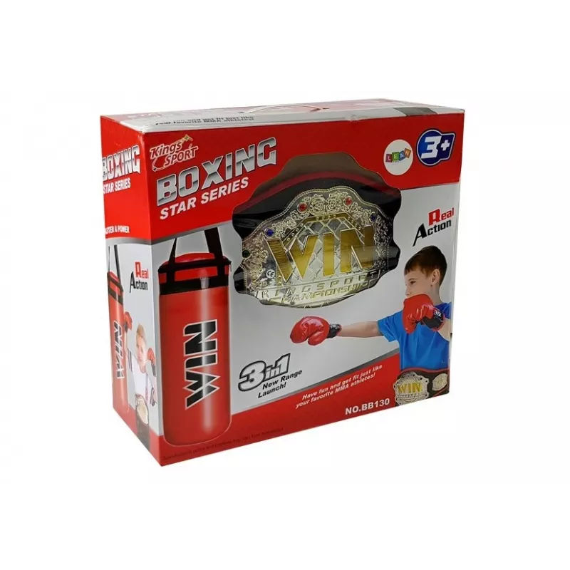 LEAN TOYS Boksavimo rinkinys su bokso maišu, pirštinėmis ir diržu