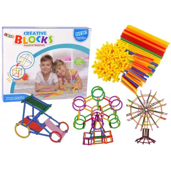 LEAN TOYS Statybiniai blokeliai – konstravimo lazdelės ir šiaudeliai