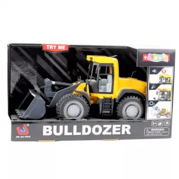 LEAN TOYS buldozeris statybų ekskavatorius su šviesomis, garsais ir judančiu kaušu – geltonas