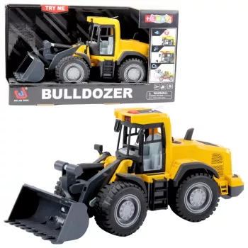 LEAN TOYS buldozeris statybų ekskavatorius su šviesomis, garsais ir judančiu kaušu – geltonas