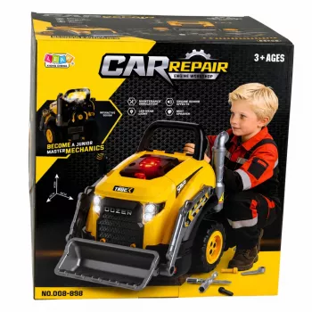 LEAN TOYS Buldozeris Ekskavatorius Išardomas Žaislas - Mažasis Šeimininkas su Šviesomis, Garsais ir Garo Efektu (3+ metų)