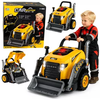 LEAN TOYS Buldozeris Ekskavatorius Išardomas Žaislas - Mažasis Šeimininkas su Šviesomis, Garsais ir Garo Efektu (3+ metų)