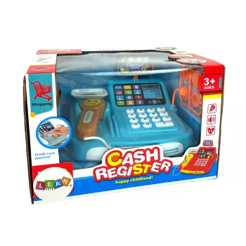 LEAN TOYS Kasos aparatas su svarstyklėmis sausainiams pakuoti, baterija ir skaitytuvu