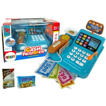 LEAN TOYS Kasos aparatas su svarstyklėmis sausainiams pakuoti, baterija ir skaitytuvu