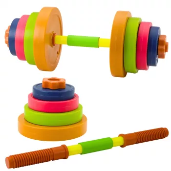 LEAN TOYS Vaikiška štanga, neslystanti puta, 8 svareliai, plastikas, spalvota