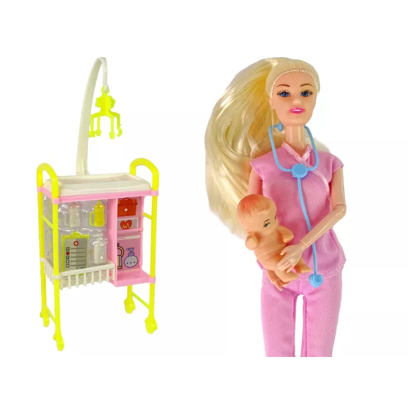 LEAN TOYS Vaikų gydytojo lėlės ilgų plaukų aksesuarai