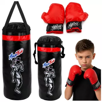 LEAN TOYS Vaikų bokso kriaušė su Muay Thai pirštinėmis 65x22cm L
