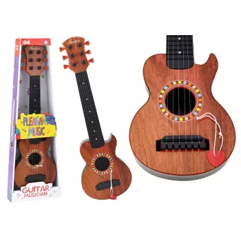 LEAN TOYS vaikiška gitara su rudu medžio apdaila ir plektru, 6 nailono stygos, akustinė, nuo 3 metų