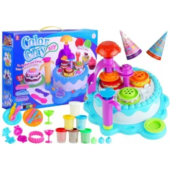 LEAN TOYS Color Clay DIY gimtadienio torto namelis - 24 spalvų orasausio modeliavimo molio rinkinys su įrankiais, formelėmis ir aksesuarais vaikams nuo 6 metų