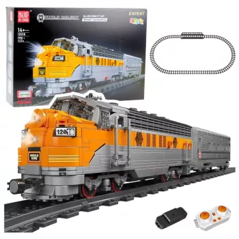 LEAN TOYS Construction Blocks Set – Pilka/Geltona nuotoliu valdomas traukinys (1751 detalių)