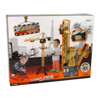 LEAN TOYS Construction Crane Controlled by R/C Remote Control 90 cm High Eiffel Tower Construction