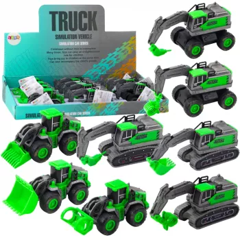 LEAN TOYS Statybinė technika Ekskavatorius Krautuvas Buldozeris Green Drive Mix