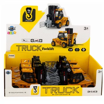 LEAN TOYS Statybinis Šakininis Krautuvas su Reguliuojamu Griebtuvu, Šviesomis ir Garsais, Geltonas 1:43