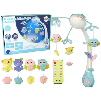 LEAN TOYS Lovutės Karuselė su Projektoriumi Pilot Melodijos Gyvūnų Garsai Mėlyna