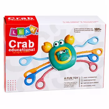 LEAN TOYS Crab Sensory Educational Toy For Toddlers Rattle Teether Blue