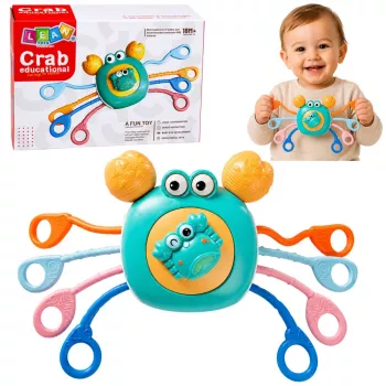 LEAN TOYS Crab Sensory Educational Toy For Toddlers Rattle Teether Blue