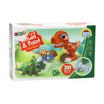 LEAN TOYS Creative Artistic Set Dinosaurs 3D Plaster Paints – 3D gipso figūrėlių liejimo ir dažymo rinkinys