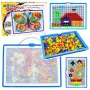 LEAN TOYS kūrybinis rinkinys Mygtukų mozaikos dėlionė Grybukai smeigtukai lagaminėlyje 300 vnt.
