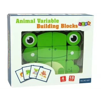LEAN TOYS Creative Spatial Wooden Bricks 3D Frog Puzzle