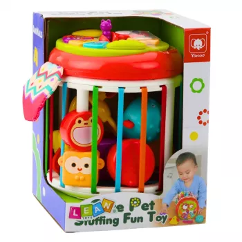 LEAN TOYS Cylinder Sensory Cube Interaktyvus formų rūšiuoklis su šviesomis ir garsais - įvairiaspalvis (22659)
