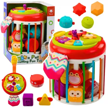 LEAN TOYS Cylinder Sensory Cube Interaktyvus formų rūšiuoklis su šviesomis ir garsais - įvairiaspalvis (22659)
