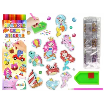 LEAN TOYS Diamond Embroidery Sticker Set Sea World Animals Mosaic