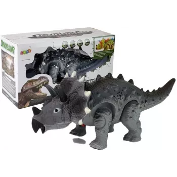 LEAN TOYS Dinozauras su baterija Triceratops Pilkas