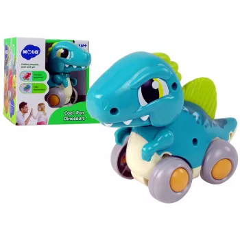 LEAN TOYS Dinosauras ant ratukų mėlynas